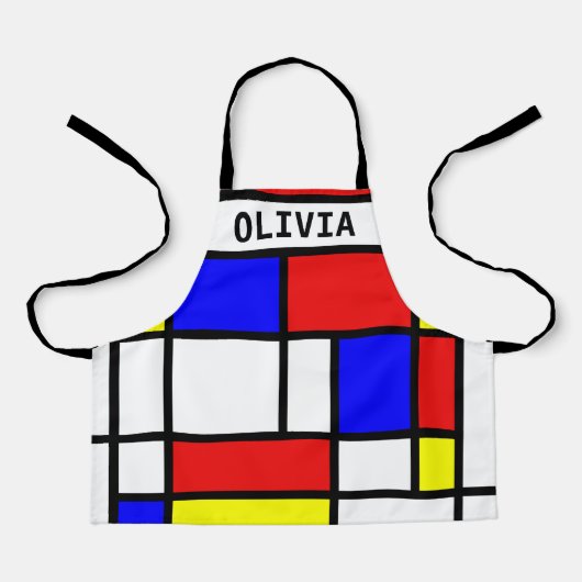 幾何学的パターンモンドリアンアートスタイル モダン エプロン (正面)