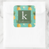 幾何学的パターン上の明るいパイナップル |モノグラム スクエアシール (バッグ)