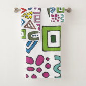 幾何学的パターン抽象デザイン モダン バスタオルセット (インサイチュ)