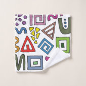 幾何学的パターン抽象デザイン モダン バスタオルセット (ウォッシュタオル)