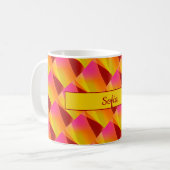 幾何学的パターン明るい赤紫色マグカップ コーヒーマグカップ (正面左)