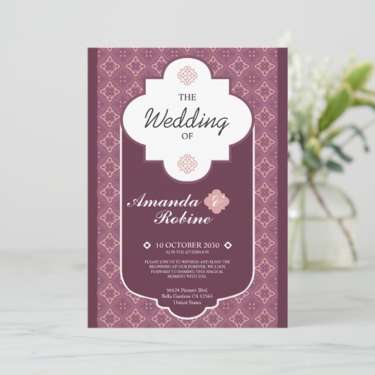 幾何学的パターン結婚式招待状 招待状 (スタンド正面)