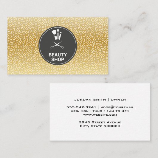 幾何学的パターン |メイクアップとハサミ 名刺 (正面/裏面)