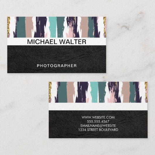 幾何学的パターン | レザー | パタ芸術的ーン 名刺 (正面/裏面)