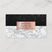 幾何学的パターン |白大理石 |バラ金ゴールドフレーム 名刺 (裏面)