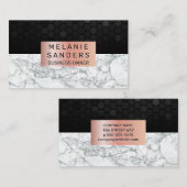 幾何学的パターン |白大理石 |バラ金ゴールドフレーム 名刺 (正面/裏面)