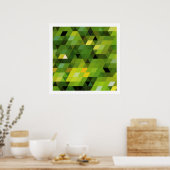 幾何学的パターン |緑の三角形 ポスター (キッチン)