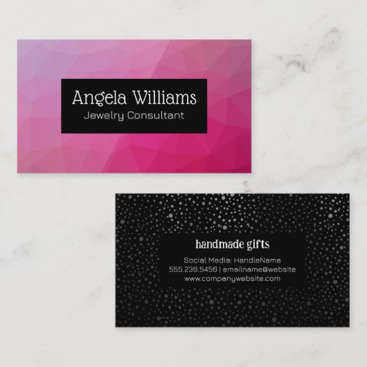 幾何学的パターン |金属きらめく 名刺 (正面/裏面)