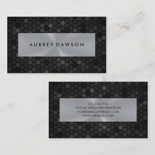 幾何学的パターン |金属バナー 名刺 (正面/裏面)