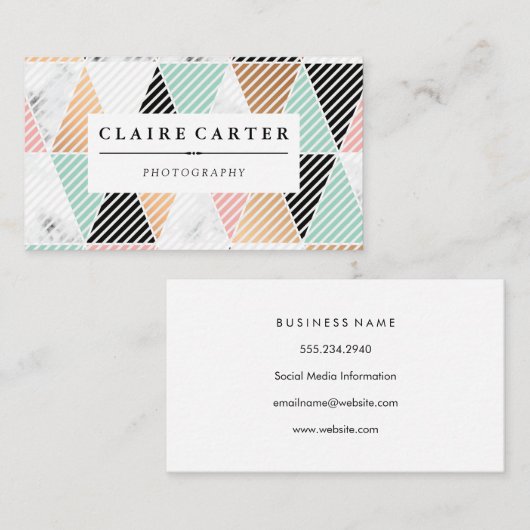 幾何学的パタ芸術的ーンの斜めストライプ方向 名刺 (正面/裏面)