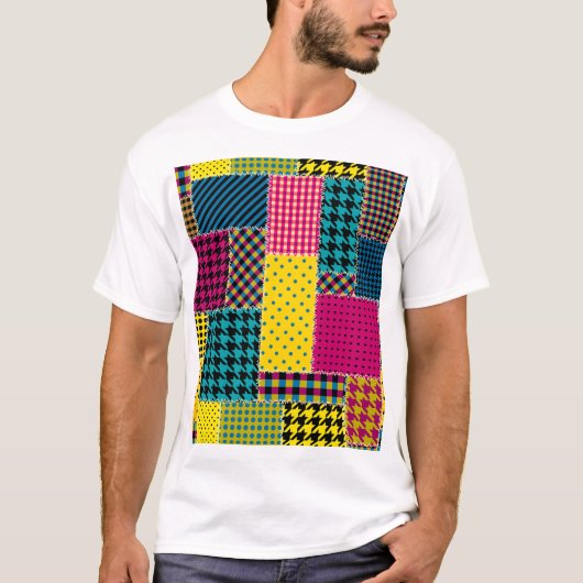 幾何学的パッチワーク：長方形シームレス背景 Tシャツ (正面)