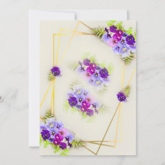 幾何学的パンジーフローラ40歳の誕生日 招待状 (裏面)