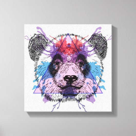 幾何学的パンダ熊 キャンバスプリント (正面)