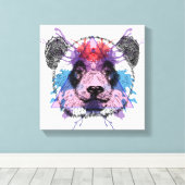 幾何学的パンダ熊 キャンバスプリント (インサイチュ (ウッドフロア))