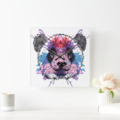 幾何学的パンダ熊 スクエア壁時計 (ホーム)