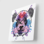 幾何学的パンダ熊 スクエア壁時計 (傾斜)