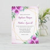 幾何学的パープルカラリリー結婚フローラ 招待状 (スタンド正面)
