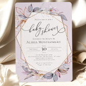 幾何学的パープルラベンダーベビーシャワー招待状 招待状