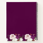 幾何学的パープル赤面ピンクフローラレシピ本 ノートブック (裏面)