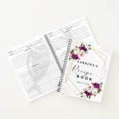 幾何学的パープル赤面ピンクフローラレシピ本 ノートブック (内部)