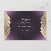 幾何学的パープル金ゴールドギャツビー結婚式レセプション エンクロージャーカード (正面)