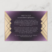 幾何学的パープル金ゴールド結婚ギャツビー詳細 出欠カード (正面)