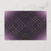 幾何学的パープル金ゴールド結婚ギャツビー詳細 出欠カード (裏面)