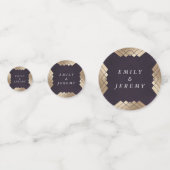 幾何学的パープル金ゴールド結婚ギャツビー コンフェッティ (正面)