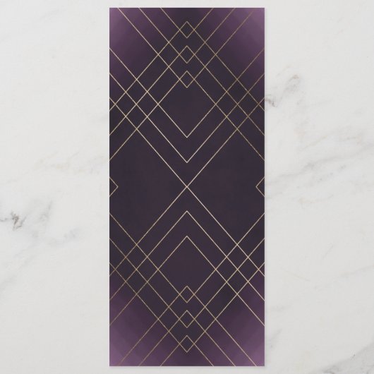 幾何学的パープル金ゴールド結婚ギャツビー プログラム (裏面)