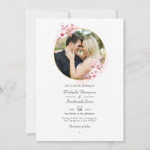 幾何学的ピンクさくらんぼブロッサムQRコードRSVP 結婚's 招待状 (正面)