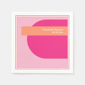 幾何学的ピンクとオレンジ スタンダードカクテルナプキン (正面)