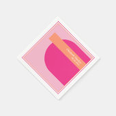 幾何学的ピンクとオレンジ スタンダードカクテルナプキン (角)