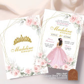 幾何学的ピンクと金ゴールド王室のクラウンキンカネラ 招待状