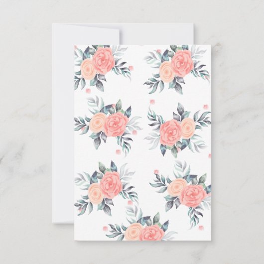 幾何学的ピンクの赤面フローラシャワーガール 出欠カード (裏面)