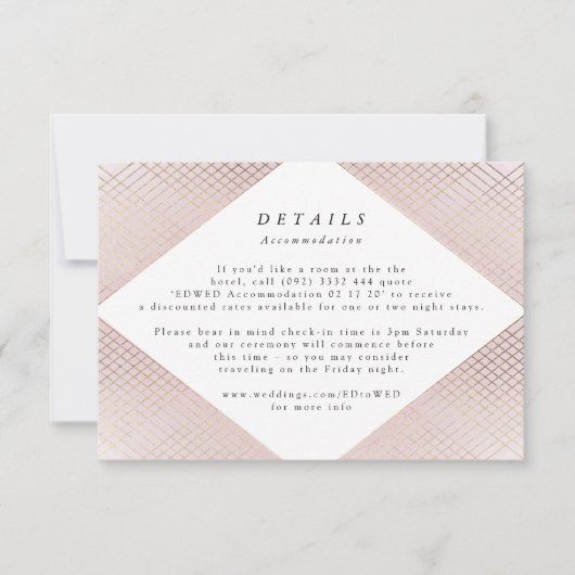 幾何学的ピンクの金ゴールド結婚ギャツビーの囲い 出欠カード (正面)