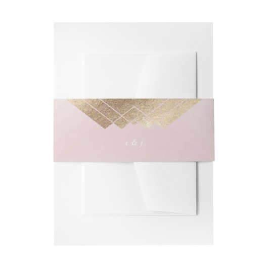 幾何学的ピンクの金ゴールド結婚ギャツビー 招待状ベリーバンド (正面例)