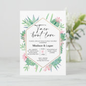 幾何学的ピンクサボタコブロブラブブライダルシャワー 招待状 (スタンド正面)