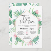 幾何学的ピンクサボタコブロブラブブライダルシャワー 招待状 (正面/裏面)