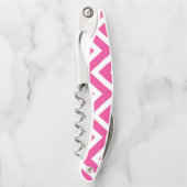 幾何学的ピンクストライプ色 ソムリエナイフ (正面)