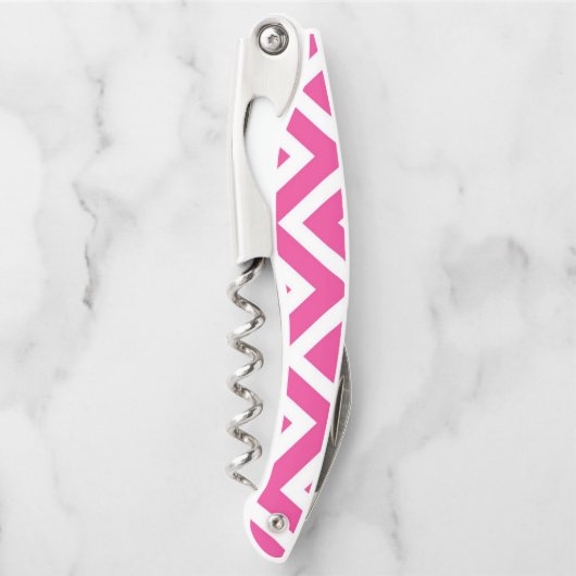 幾何学的ピンクストライプ色 ソムリエナイフ (正面)