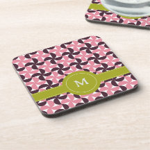 幾何学的ピンクバーガンディフローラグリーンライムモノグラム