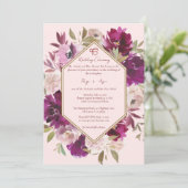 幾何学的ピンクフローラシークIkオンカ結婚ル 招待状 (スタンド正面)