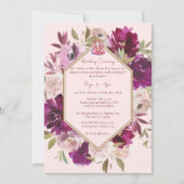 幾何学的ピンクフローラヒンドゥー結婚ゲネシュ 招待状 (正面)