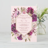 幾何学的ピンクフローラヒンドゥー結婚ゲネシュ 招待状 (スタンド正面)