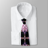 幾何学的ピンクフローラファッションネクタイ ネクタイ (タイ)