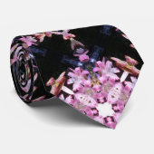 幾何学的ピンクフローラファッションネクタイ ネクタイ (ロール)