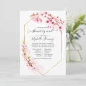 幾何学的ピンクフローラ春ベビーシャワーbyメール 招待状 (スタンド正面)