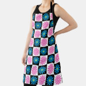 幾何学的ピンクブルー花柄 エプロン (インサイチュ)