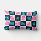 幾何学的ピンクブルー花柄 ランバークッション (裏面)