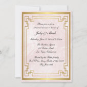 幾何学的ピンクマーブル結婚のリハーサルディナー 招待状 (正面)